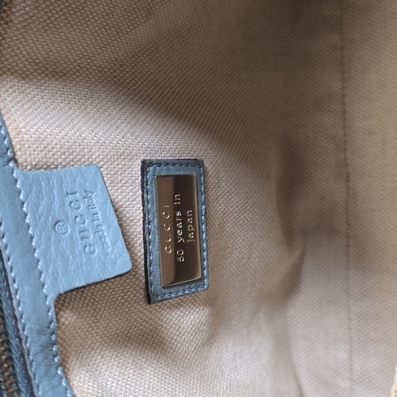 Gucci Floral Canvas Tote Blue Leather Trim Botanical Print Shoulder Bag W/COA - Picture 13 of 15